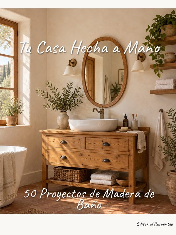 Portada Baño: mueble de lavabo de madera con cajones y espejo ovalado